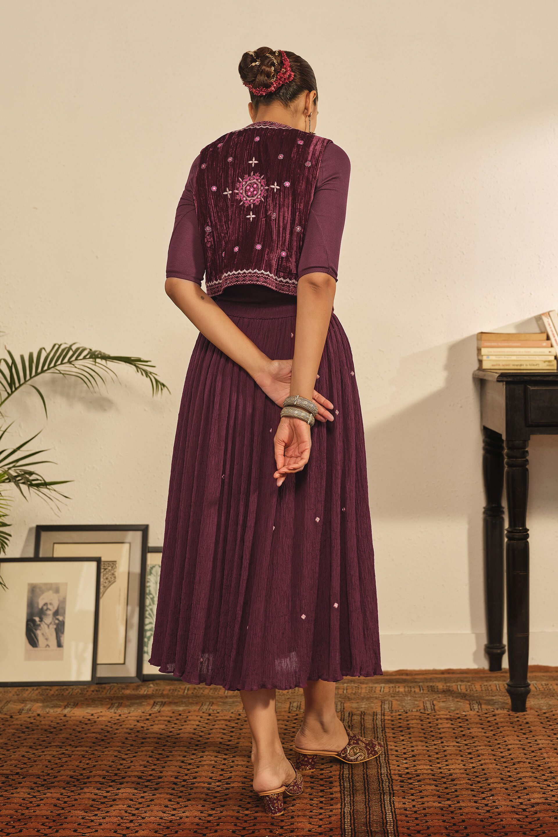 Embroidered Waistcoat in Wine, Wine, image 4